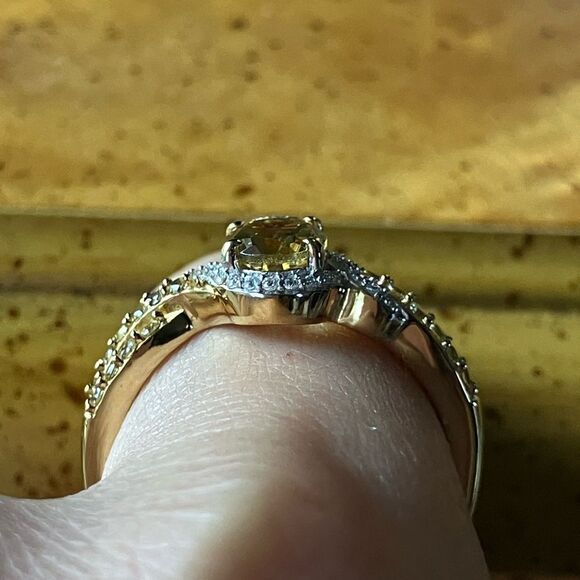 Natural Heliodor (Yellow Beryl) Yellow Sapphire Sterling Silver Ring Size 9 - Picture 2 of 8